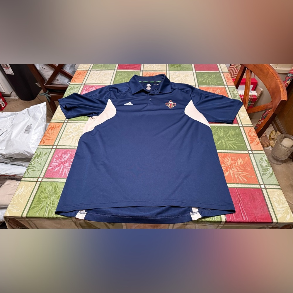 NBA Adidas Climalite New Orleans Pelicans Polo Shirt Men’s Large Navy Blue Golf